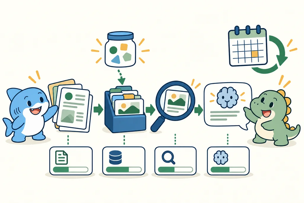Included-usage containers sit beside separate meters for ingestion, storage, queries and answer generation.