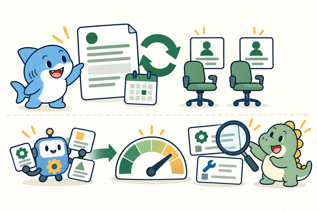 A team compares overlapping subscriptions beside a monthly bill and a separate agent-usage meter.